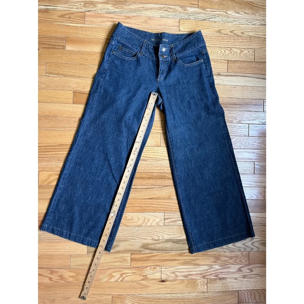 Michael Kors Y2K Dark Wash Wide Leg‎ Denim Trouser Jeans Size 6 Nautical Preppy